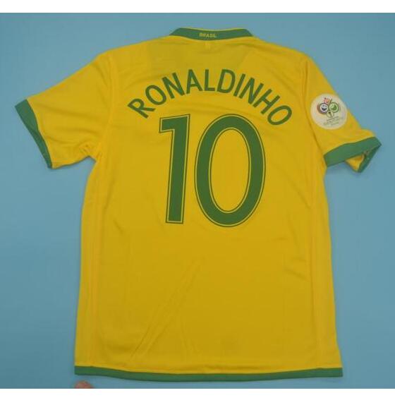 2006 Brazil Home Retro Soccer Jersey Shirt RONALDINHO #10